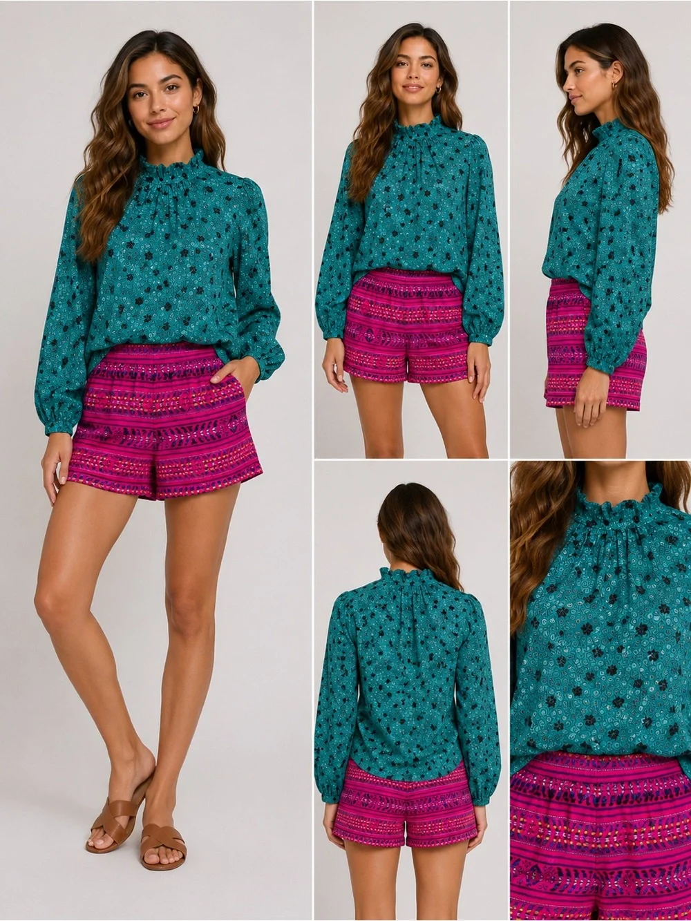 Boho Chic Matching Set | Cover Story Blouse + Billabong Shorts | Size S